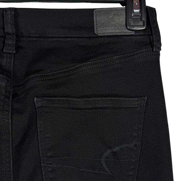 American Eagle SZ 10 Curvy Hi-Rise Jeggings Jeans Stretch Zip-Fly Pockets Black - Picture 7 of 11